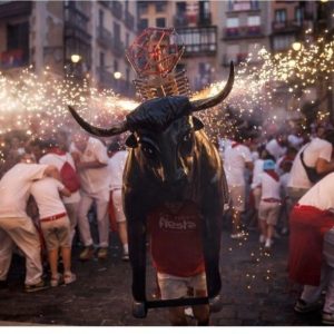 Toro de Fuego PEINE LARGO con fuente y rueda.
